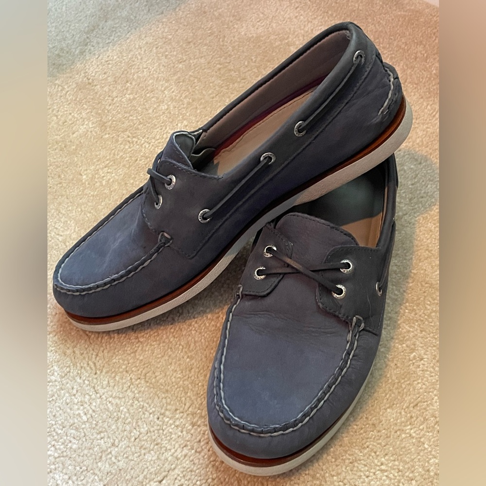 Sperry Mens Gold Cup Authentic Original Cross Lace Boat Shoe 10.5 Navy Blue